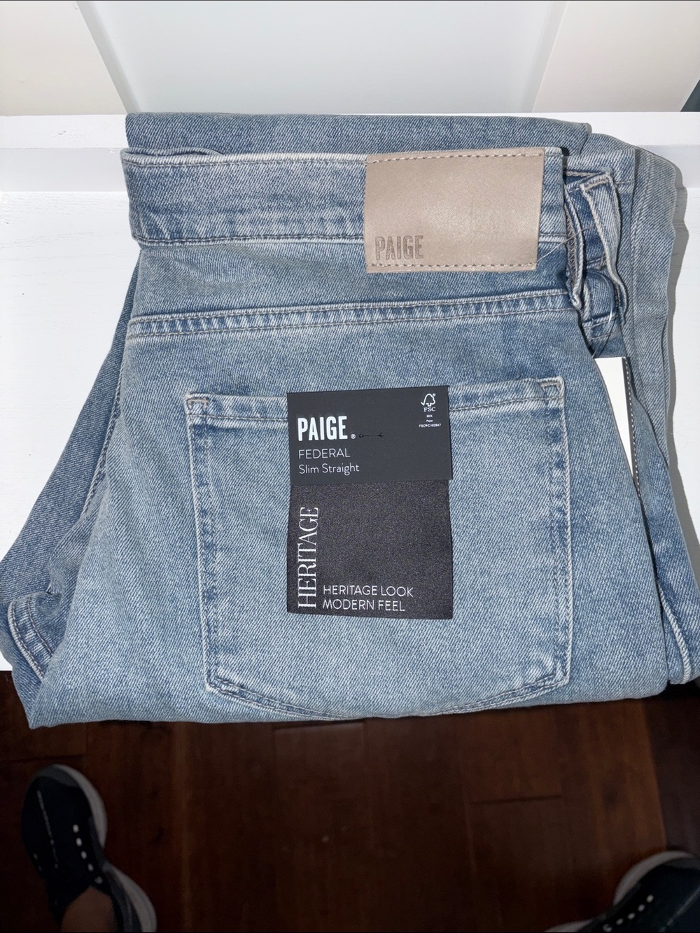 PAIGE Federal Slim Straight Jeans - Light Wash Blue